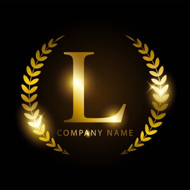Premium marka kimliği veya etiketi için lüks altın harfli L harfi. Vektör illüstrasyonu