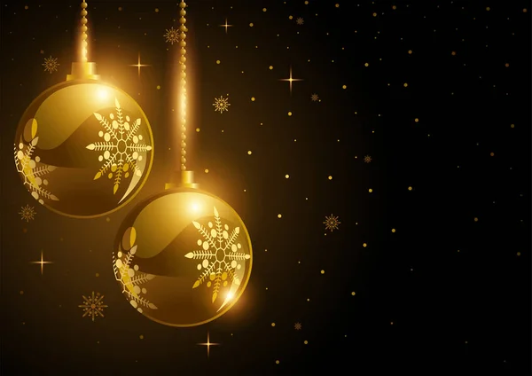 Decorative Golden Balls Christmas Theme Background — Stock Vector