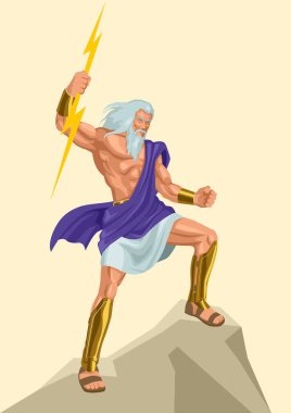 Yunan tanrısı ve tanrıça vektör illüstrasyon serisi Zeus, Tanrıların ve insanların babası.