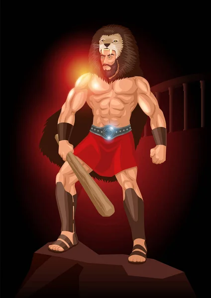 Ilustración Vectorial Heracles Hércules Héroe Divino Mitología Griega — Vector de stock