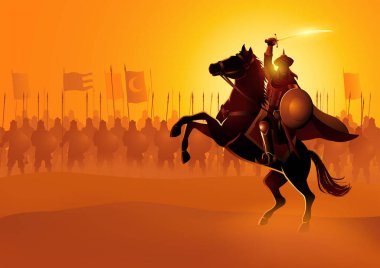 Haçlı Seferleri sırasında sultan olarak İslami güçlere liderlik eden Müslüman bir askeri ve siyasi lider olan Selahaddin ibn Eyüb 'ün temsilcisi.