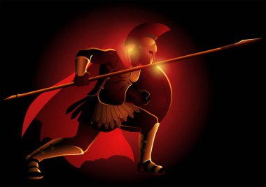 Achilles 'in vektör illüstrasyonu, Truva Savaşı' nın bir kahramanıydı ve Yunan mitolojisinde savaşmaya hazırdı.