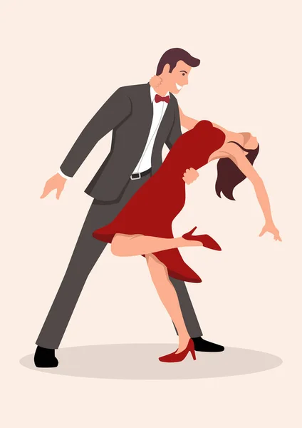 Illustration Vectorielle Plate Simple Danse Couple Illustration Dessin Animé Isolé — Image vectorielle