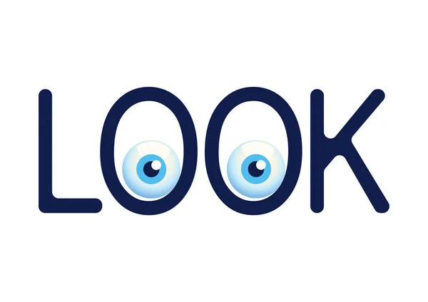 Look Text Eye Balls Typography Fun Typography Vector Illustration — Vector de stock