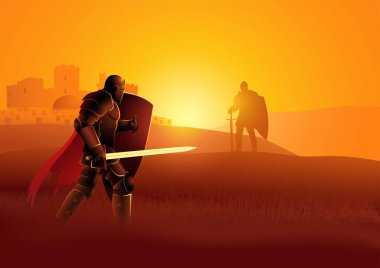 Şövalyelerin temsilcisi düelloya hazır.