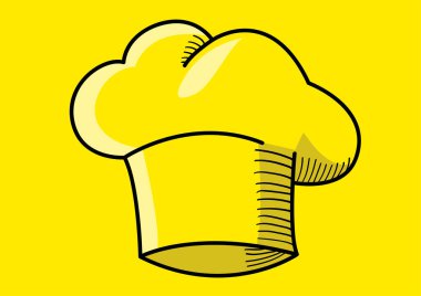Sarı arka planda basit bir şef şapkası grafiği