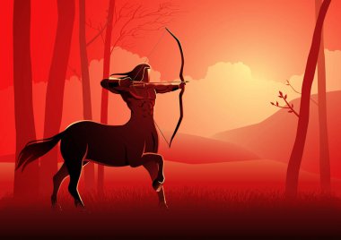 Antik Yunan mitolojik karakteri, Centaur. Vektör illüstrasyonu