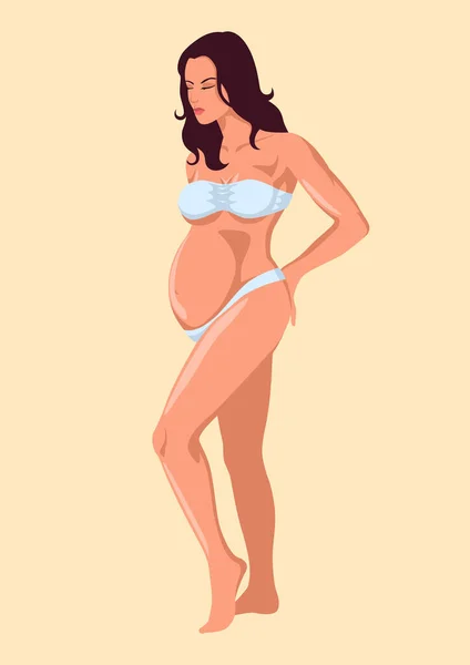 Simple Flat Vector Illustration Pregnant Woman — Stock Vector
