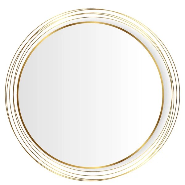 Witte Cirkel Met Gouden Lijnen Moderne Eenvoudige Luxe Vectorachtergrond Eps10 — Stockvector