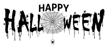 Bayrak ve başlık için Mutlu Cadılar Bayramı metninin basit düz çizimi