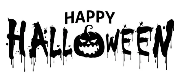 Illustration Vectorielle Plate Simple Texte Happy Halloween Pour Bannière Titre — Image vectorielle