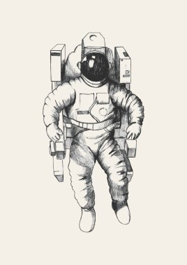 Bir astronotun çizim illüstrasyonu