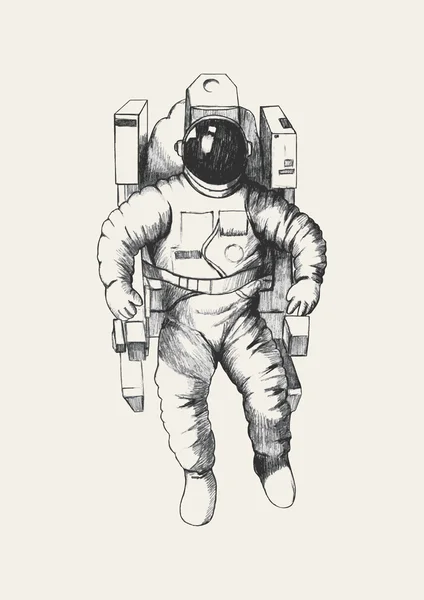 宇宙飛行士のスケッチイラスト — ストックベクタ