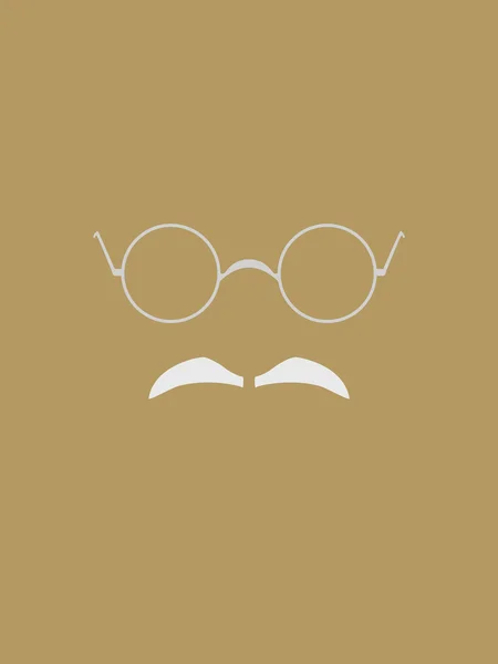 Gafas graduadas y símbolo de bigote gris — Vector de stock