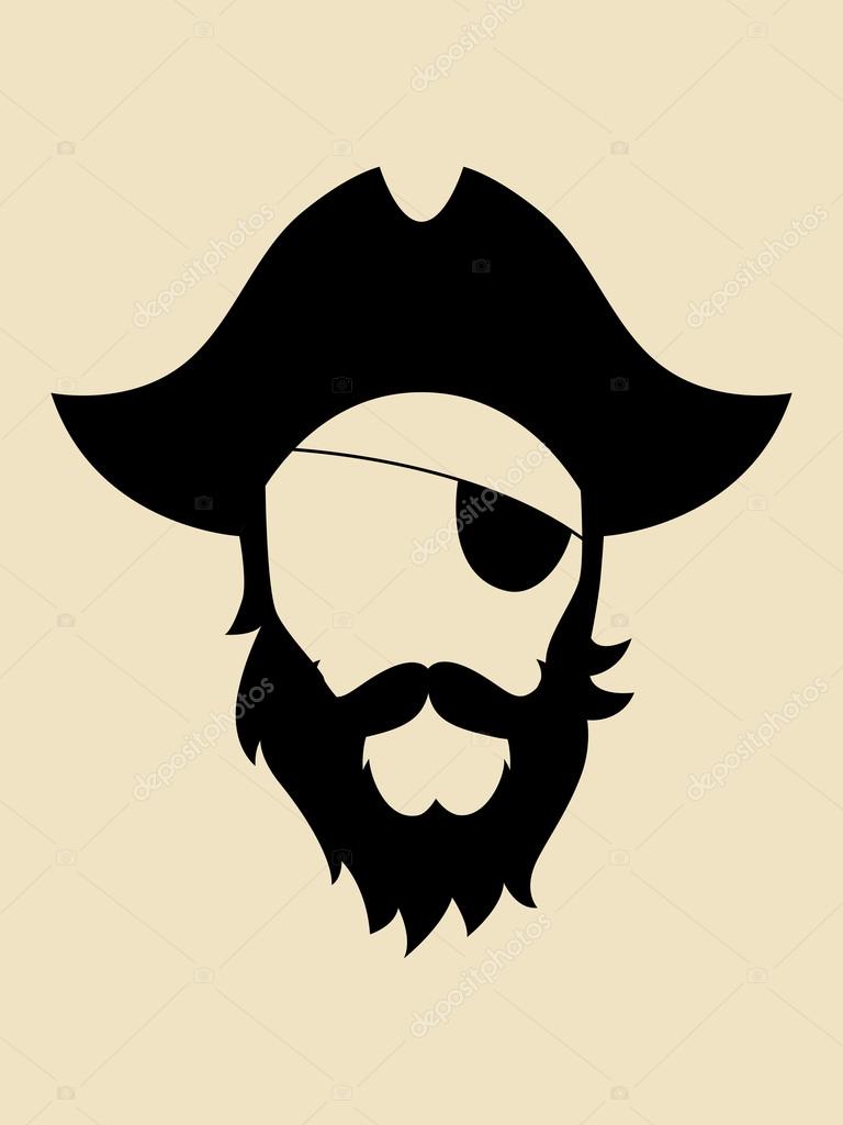 Man with beards and mustache wearing a pirate hat symbol