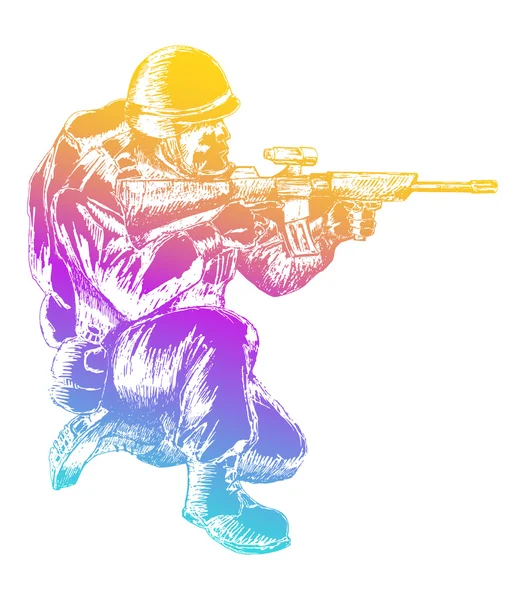 Boceto Soldado — Vector de stock