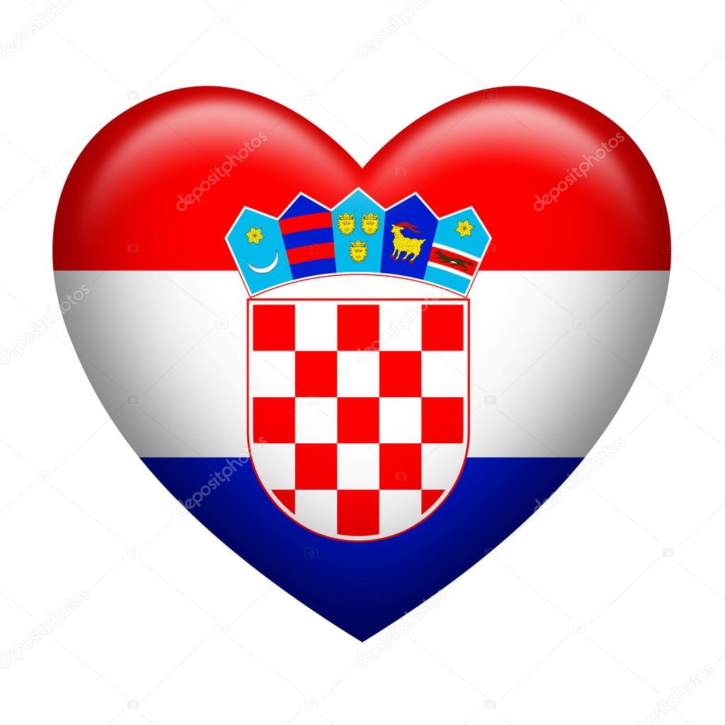 Heart shape of Croatian flag isolated on white