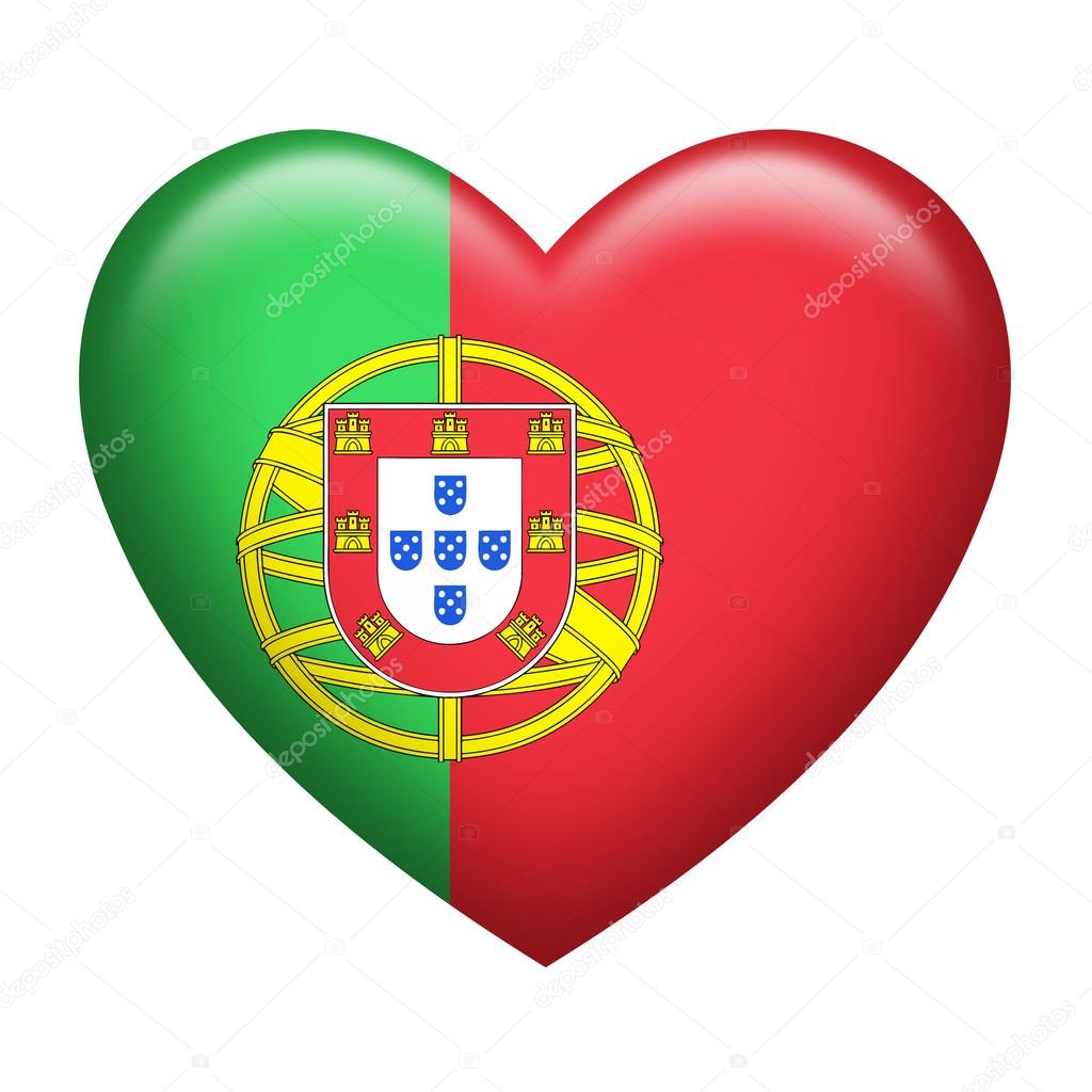 Heart shape of Portugal insignia isolated on white