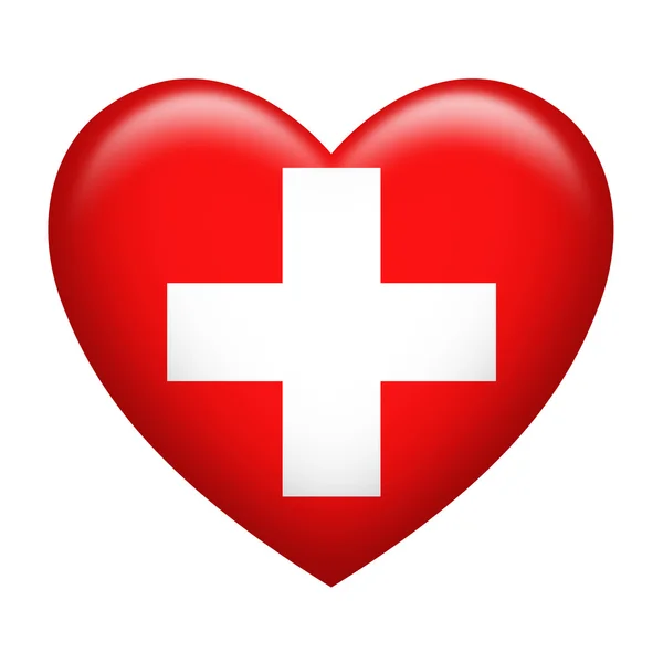 Szwajcaria insygnia kształt serca — Zdjęcie stockowe