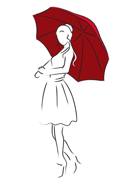 Umbrella Girl — Stock Vector