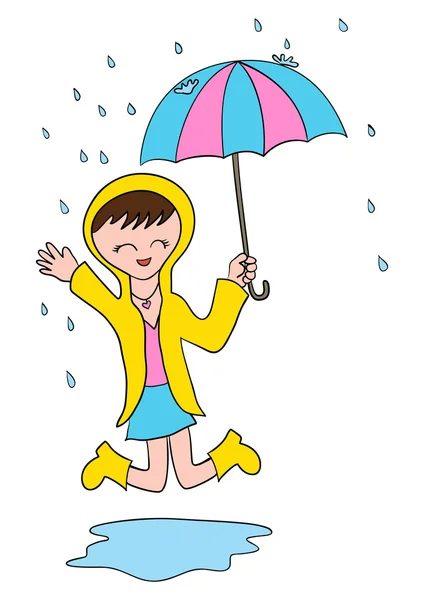 Feliz bajo la lluvia — Vector de stock