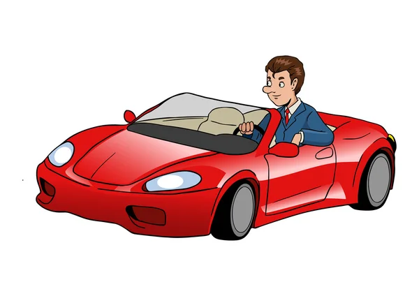 Επιχειρηματίας οδήγηση σπορ αυτοκίνητο — Διανυσματικό Αρχείο