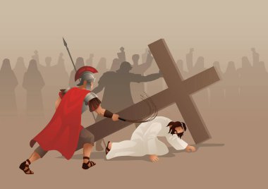 Haçın Yolu ya da İstasyonları 'nın İncil' deki illüstrasyonları, üçüncü istasyon, İsa ilk kez düşer..