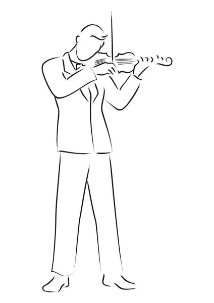 Arte de línea simple de un violinista — Vector de stock