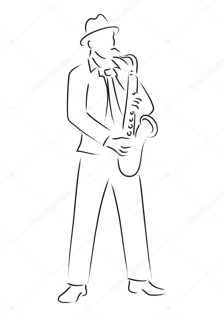 Simple line art of a saxophonist