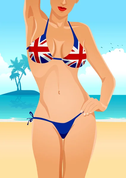 Bikini mit Flagge des Vereinigten Königreichs — Stockvektor