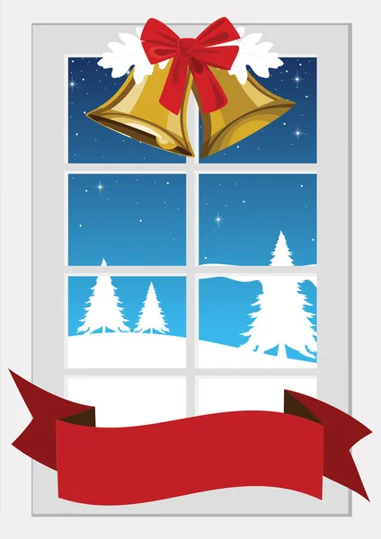 Вікно з різдвяним прикрасою — стоковий вектор