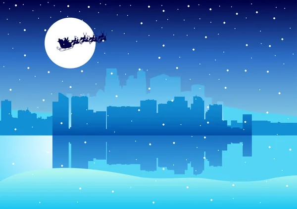 Stadtbild Weihnachtsmann — Stockvektor