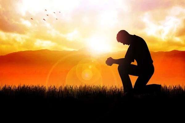 Morning Pray At Beautiful Landscape — Stock Photo, Image