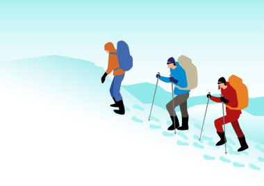 Dağcılar karlı dağlarda