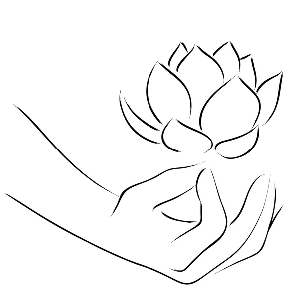 Linea Arte della mano Yoga — Vettoriale Stock