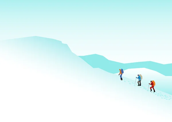 Альпіністів на снігові гори — стоковий вектор