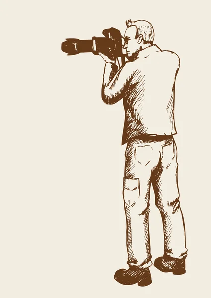 Desenho ilustração de um fotógrafo —  Vetores de Stock