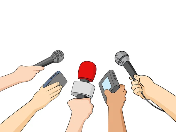 Cartoon Illustration of Journalists — Stock Vector