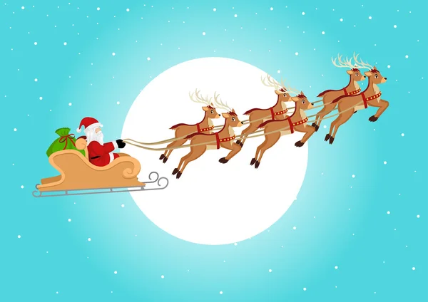 圣诞老人骑着他的雪橇 — 图库矢量图片