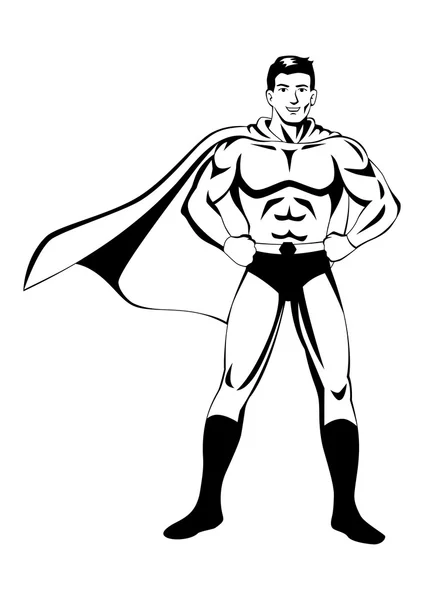 Superhero In Black And White — Stock Vector