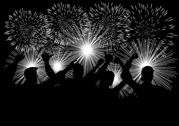 Celebración con fuegos artificiales — Vector de stock