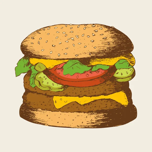 Szkic ilustracji hamburger — Wektor stockowy