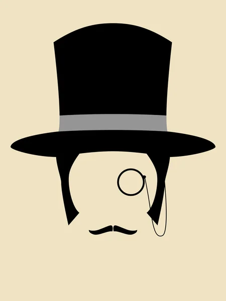 Cavalheiro vestindo chapéu vintage — Vetor de Stock