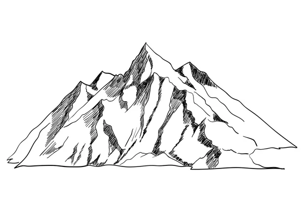 Illustration linéaire ou croquis d'une montagne — Image vectorielle