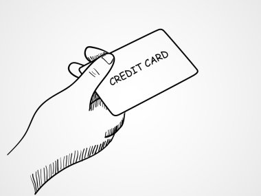 Bir kredi kartı tutuyor.