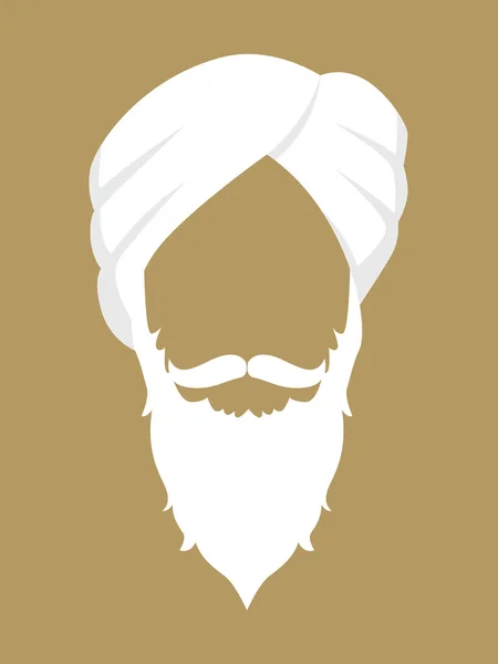 Old Indian Man Wearing Turban — Stock Vector