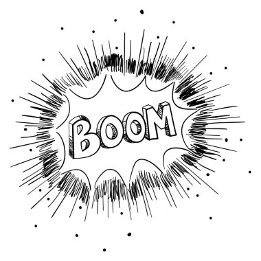 Komik bir patlama kroki çizimi