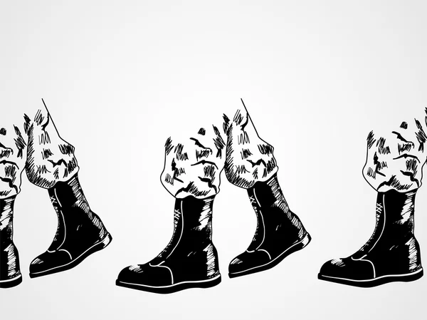 Dibujo ilustración de botas del ejército — Vector de stock