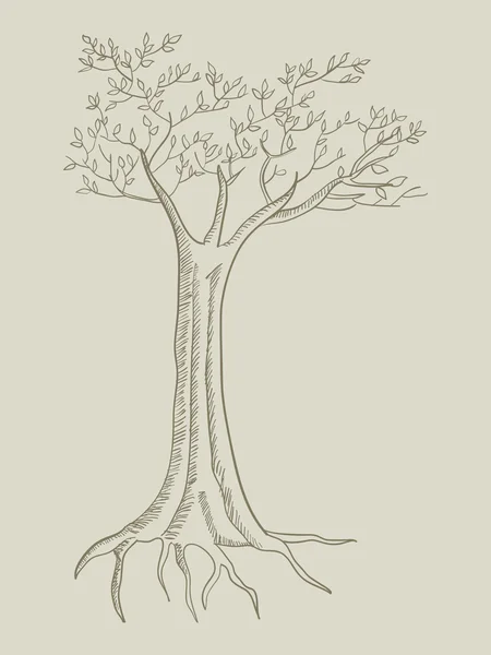 Ilustración de arte lineal de un árbol — Archivo Imágenes Vectoriales