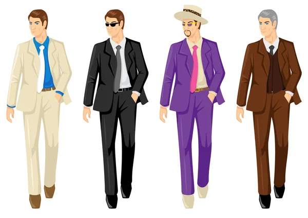 Conjunto de hombres en traje diferente — Vector de stock